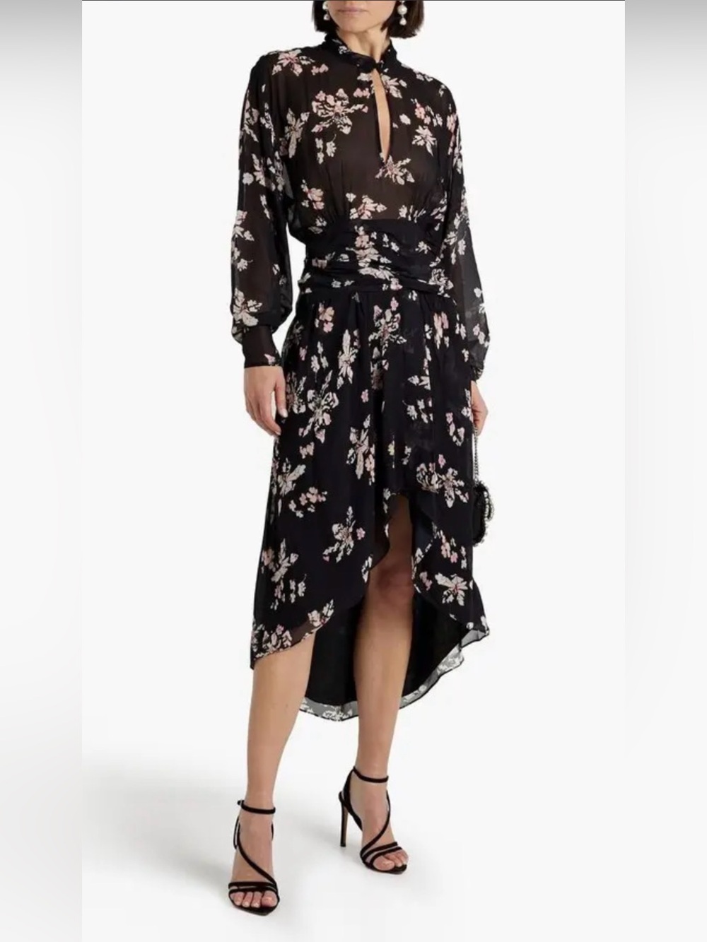 IRO Ilyosi Floral High-Low Skirt in Black Size 34 Like New. 100% viscose.